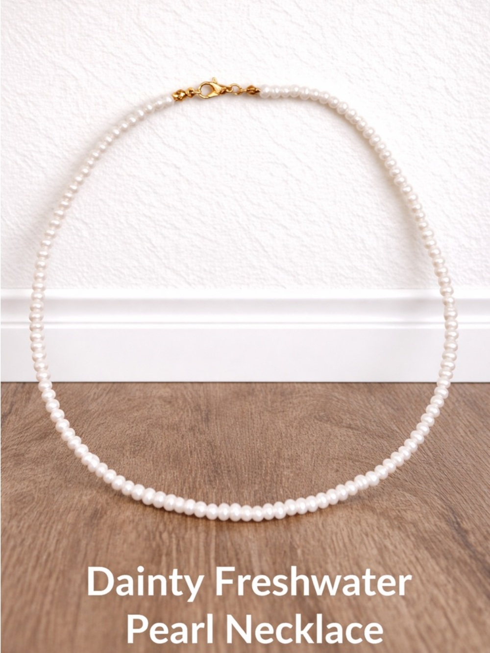 Freshwater Pearl Necklace Dainty Minimal Coastal Classic Gold Clasp